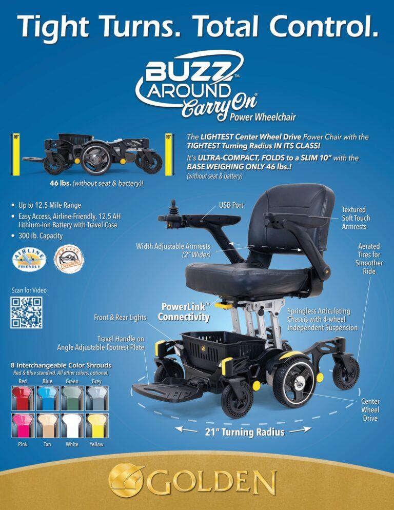 Power Wheelchair Rental - Golden Technologies - Buzzaround CarryOn GP130