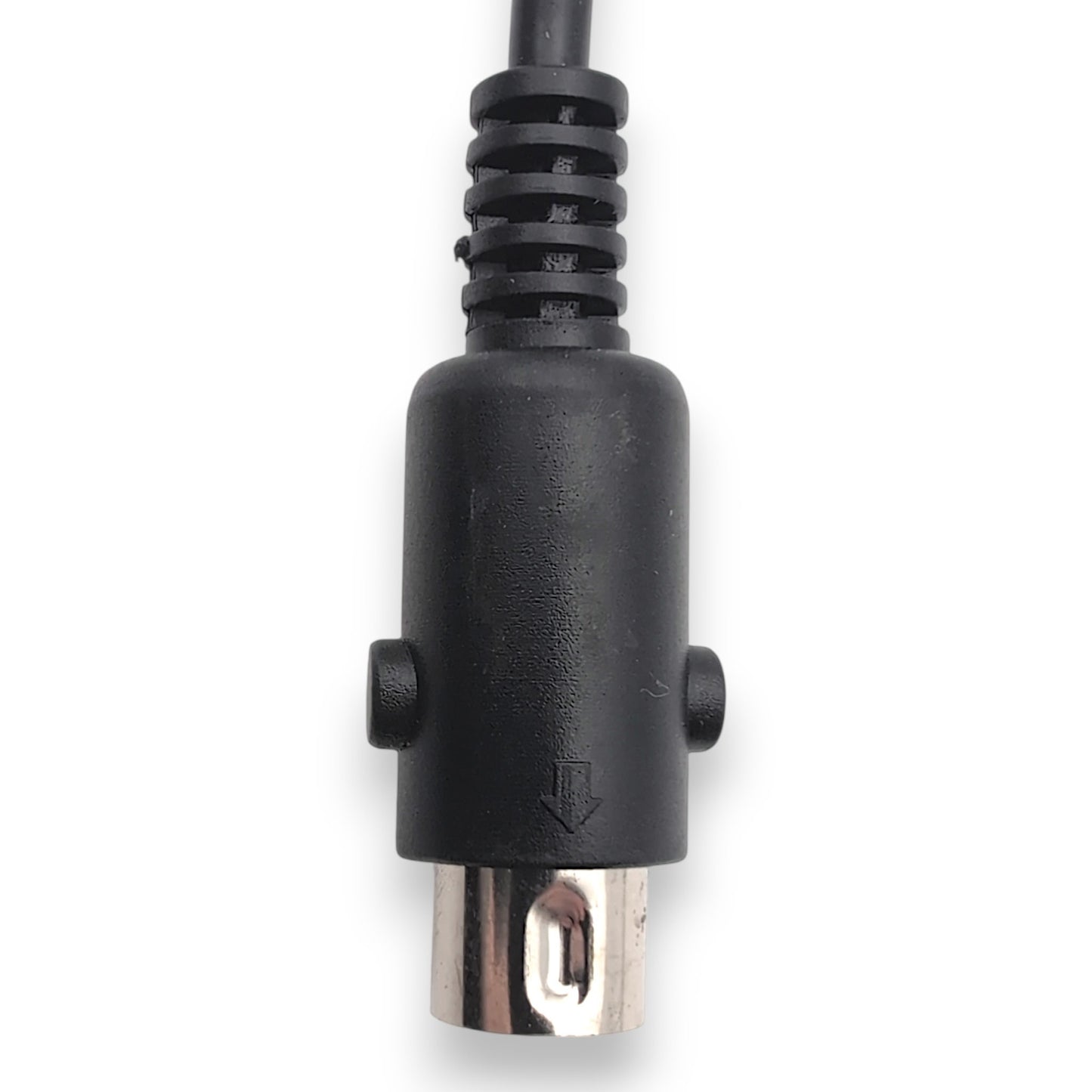 top of 5 pin connector with arrow indicating it is the top