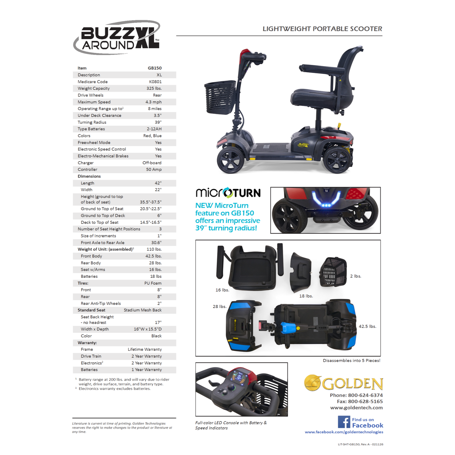 Golden Technologies Buzzaround XL Model GB150