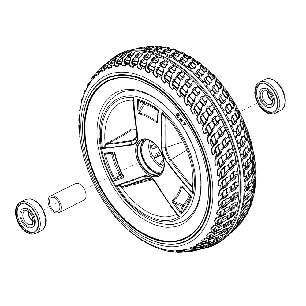 Pride Mobility - GoGo Front Wheel Assembly - WHLASMB1868 - 7x2 P-125 Pr1mo Powertrax 3-Spoke