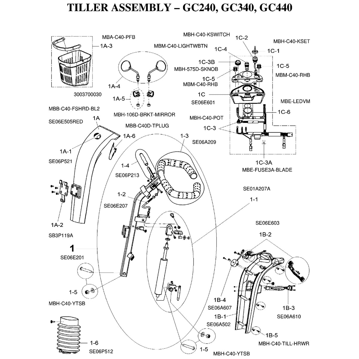 Golden Technologies | Shroud, Tiller Front Blue2 240-340-440 | Companion GC240, GC340 and GC440 | MBB-C40-FSHRD-BL2