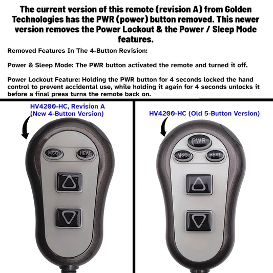 Golden Technologies & Ultra Comfort HV4200-HC Lift Chair Remote (8-Pin)
