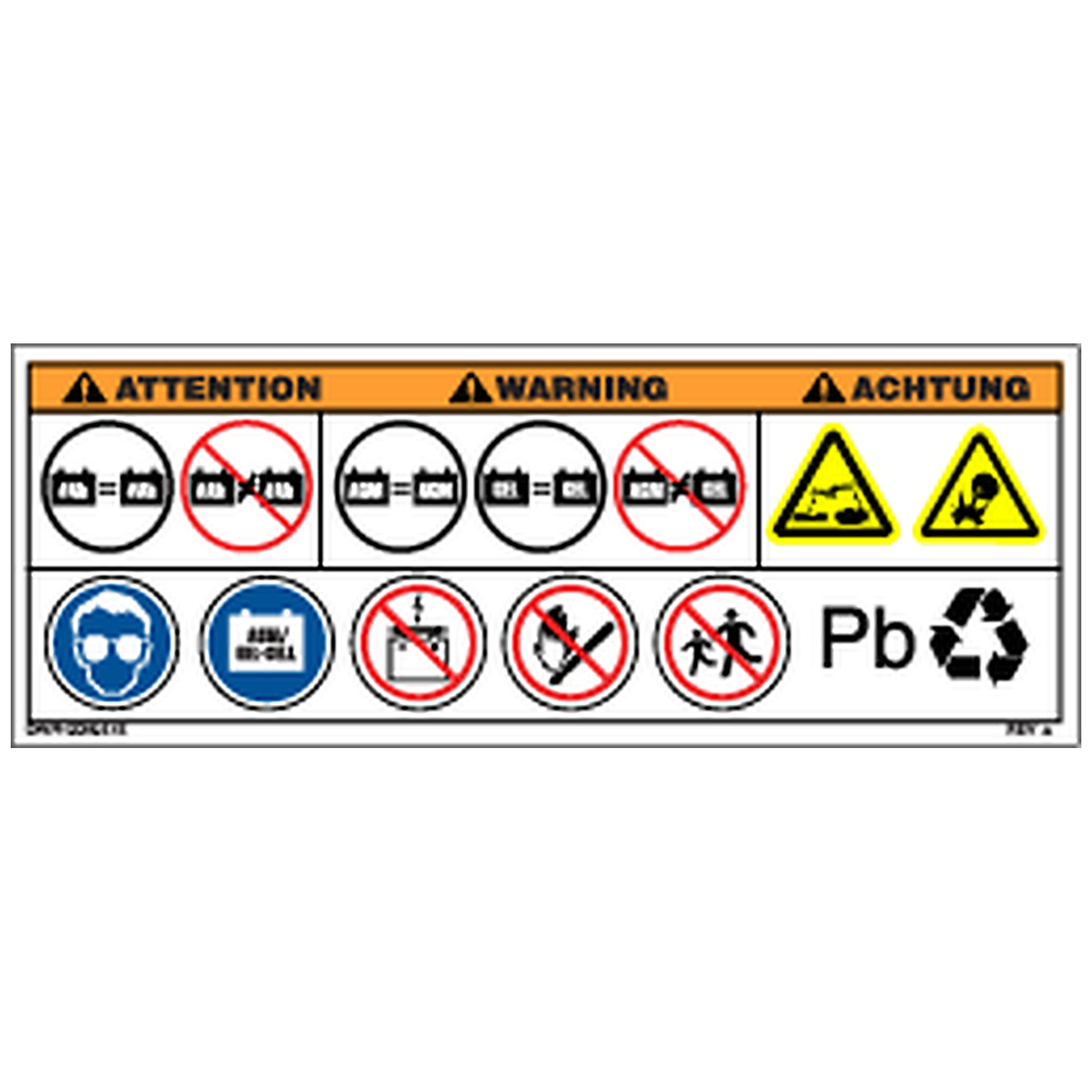 Pride Mobility (DWR1235L515), battery warnings decal.