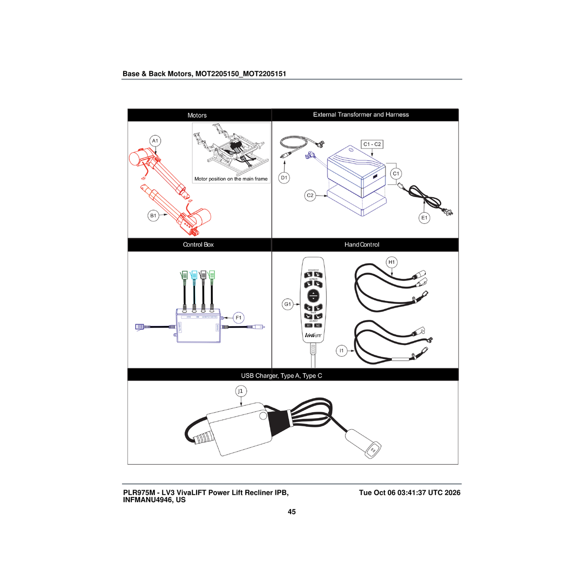 Pride Mobility ELE2404758 harness lift chair hand control y-cable parts diagram