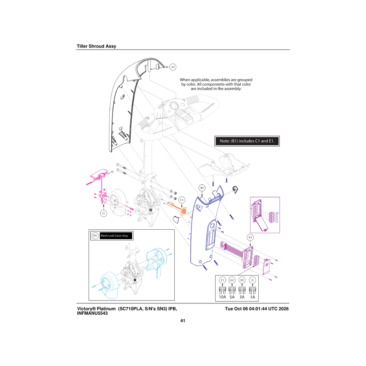 Pride Mobility ELEFUSE1011 fuse 10 amp ato (automotive type) (littelfuse: 257010) parts diagram