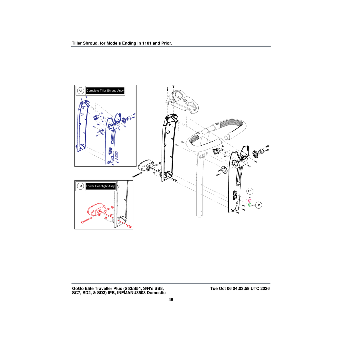 Pride Mobility ELEFUSE1012 fuse 1 amp ato (automotive type) (littelfuse: 257001) parts diagram