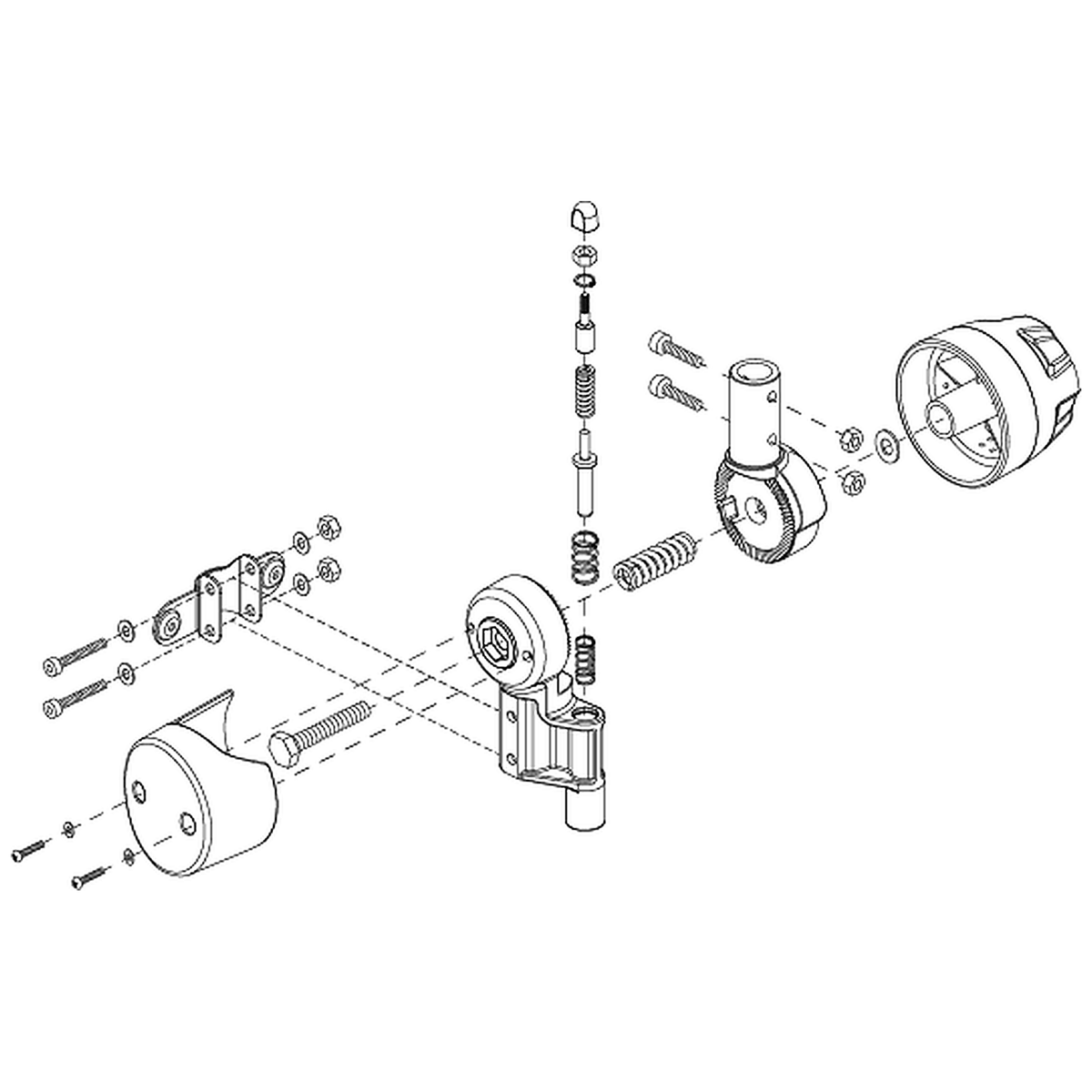 Pride Mobility (FRMASMB11384), upper and lower pivot tiller assembly for Victory 9 and Victory 10 scooters.