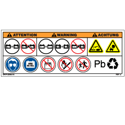 Pride Mobility Battery Warnings Decal part number DWR1235L515, parts drawing