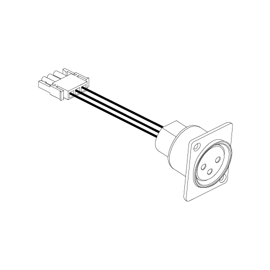 Pride Mobility Off-Board Charger Port Harness, XLR Connector part number DWR9555H033, parts drawing