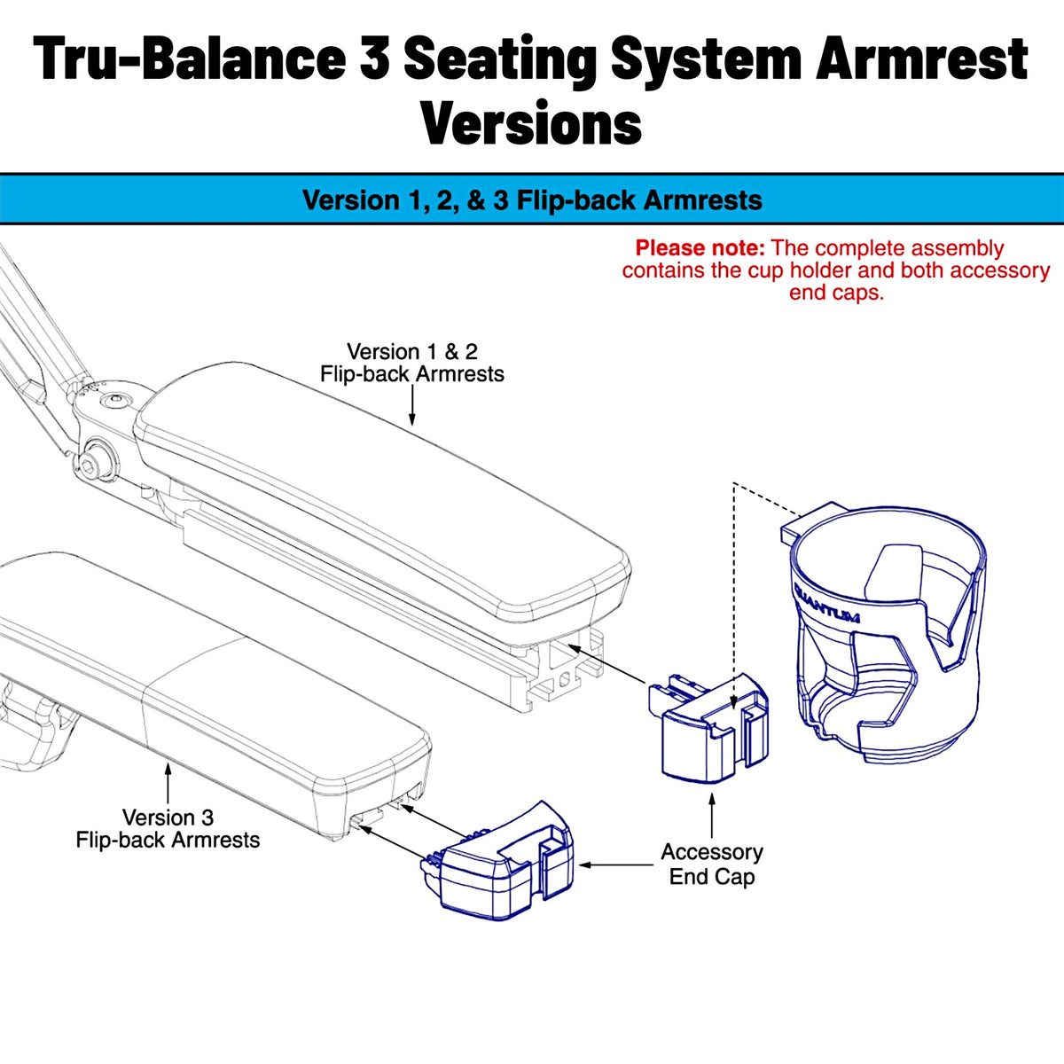 Quantum Rehab TRU-Balance 3 Cup Holder Assembly ACC2105089 | Versions 1,2,3