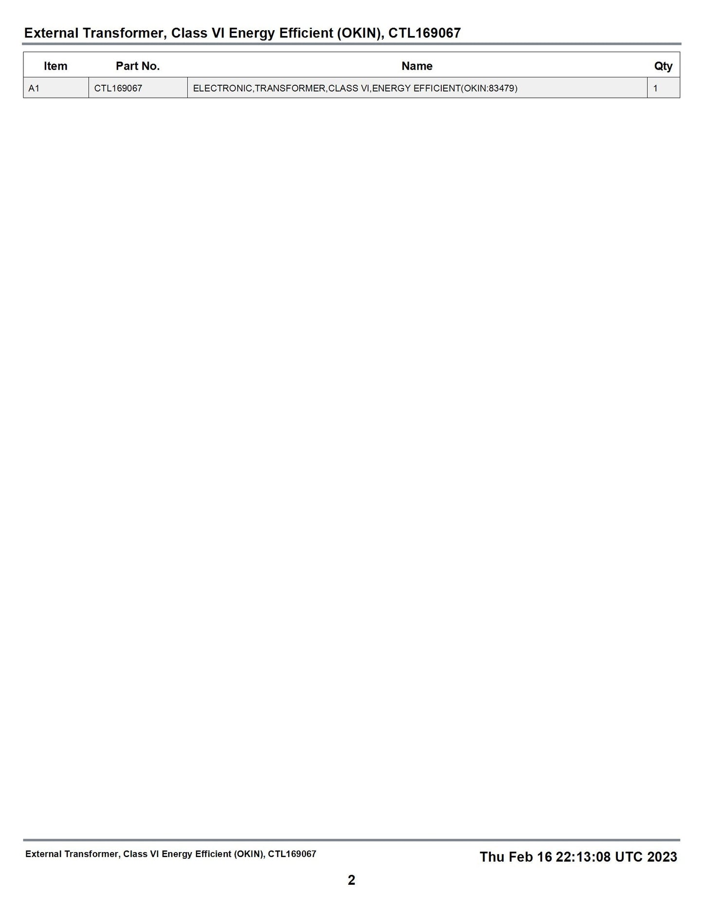 Power Supply - CTL169067 - OKIN 83479