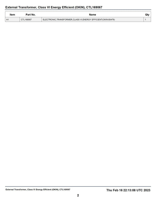 Power Supply - CTL169067 - OKIN 83479