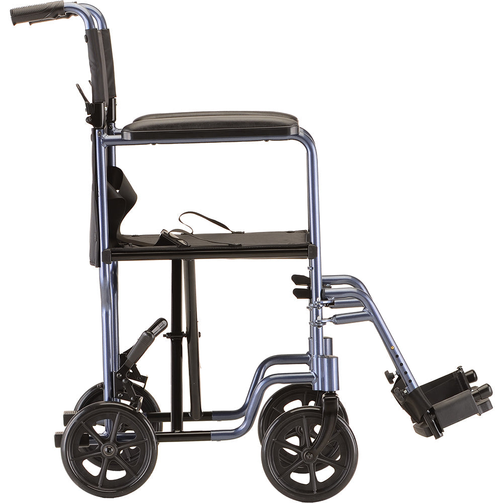 Nova Medical - Lightweight Transport Chair - 19" with Swing Away Footrest Blue 329B