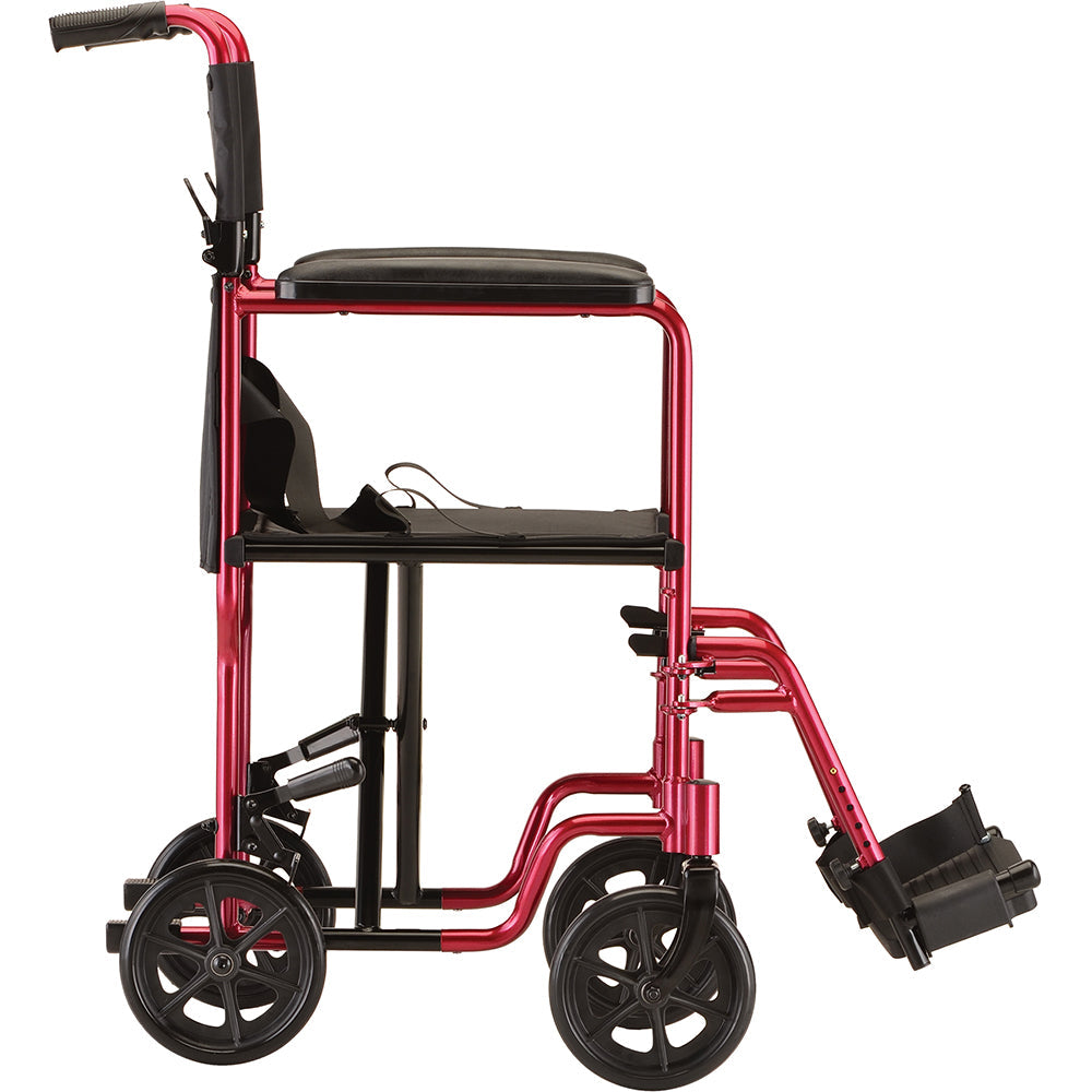 Nova Medical - Lightweight Transport Chair - 19" with Swing Away Footrest Red 329R