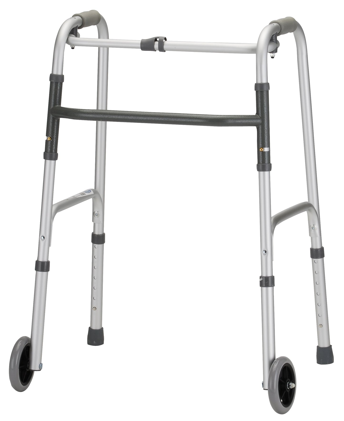 Standard One Button Folding Walker With 5" Wheels 4070DW5