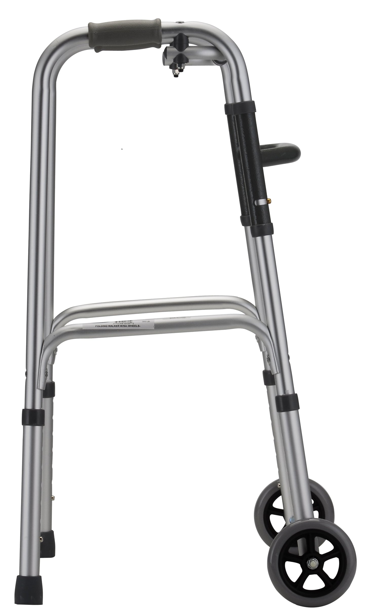 Standard One Button Folding Walker With 5" Wheels 4070DW5