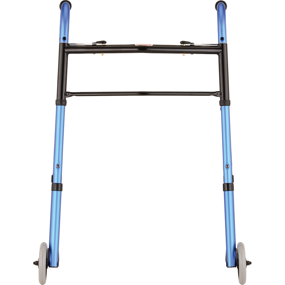 Two Button Folding Walker With 5" Wheels - Blue 4080BW5