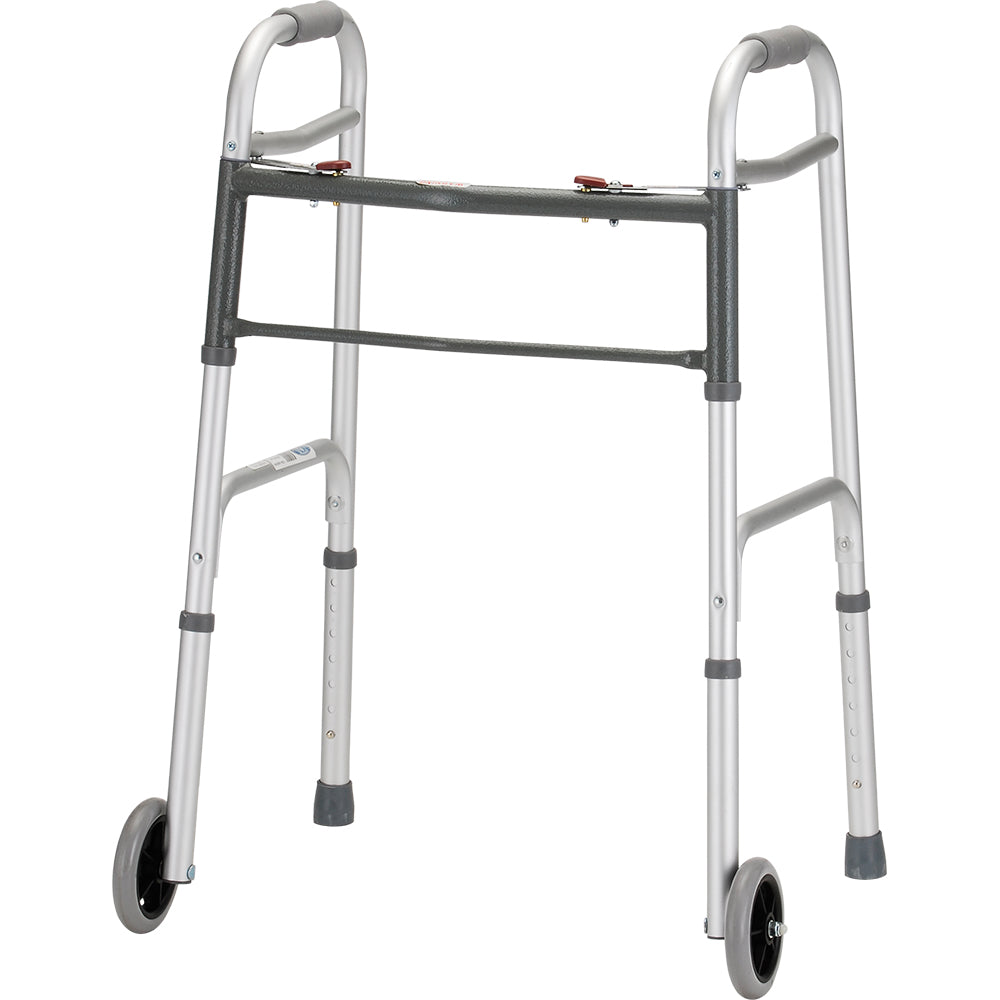 Standard Two Button Folding Walker With 5" Wheels 4090DW5