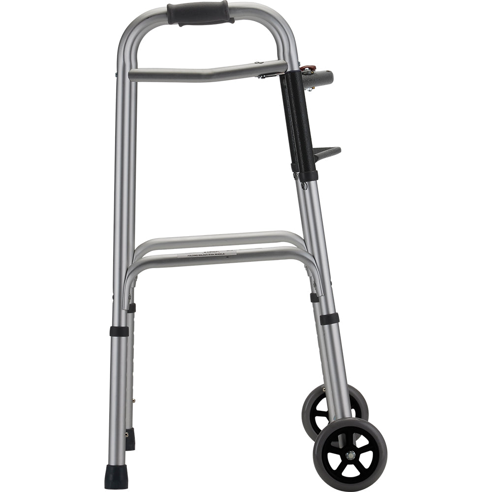 Standard Two Button Folding Walker With 5" Wheels 4090DW5