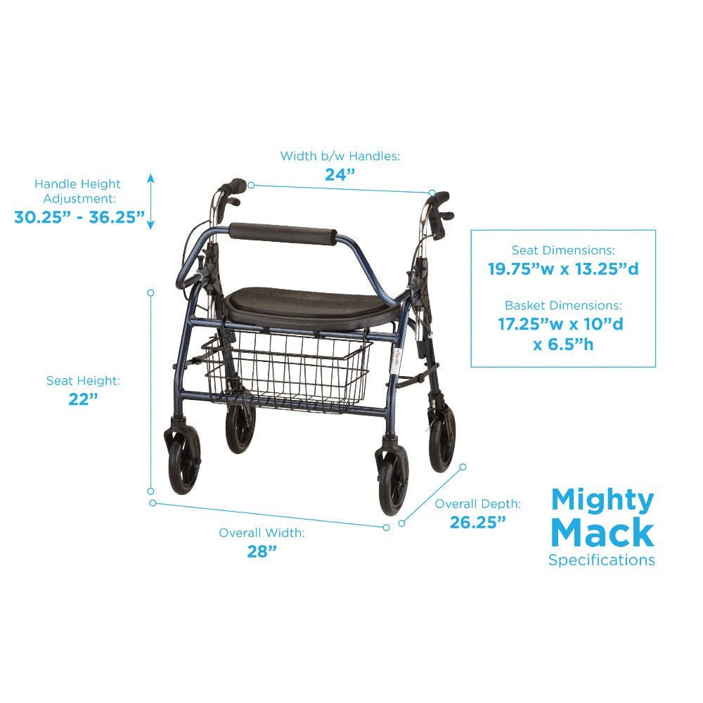 Nova The Might Mack Heavy Duty Rollator, Blue 4216BL