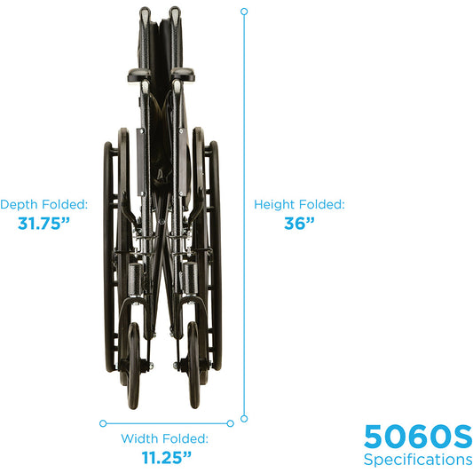 Nova Medical - Hammertone Wheelchair - 16" With Fixed Arm & Swing Away Footrest 5060S