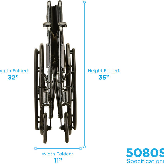Nova Medical - Hammertone Wheelchair - 18" With Fixed Arm & Swing Away Footrest 5080S