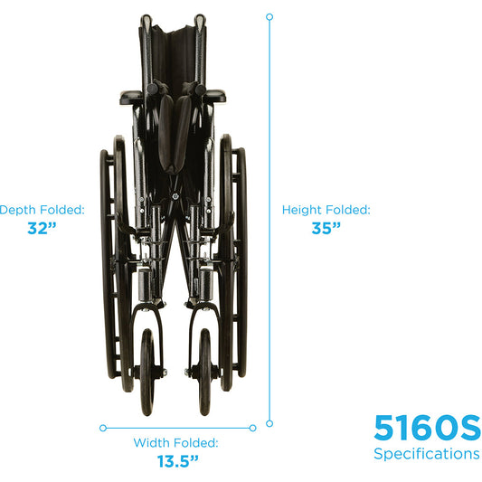 Nova Medical - Hammertone Wheelchair - 16" With Detachable Arms & Swing Away Footrest 5160S