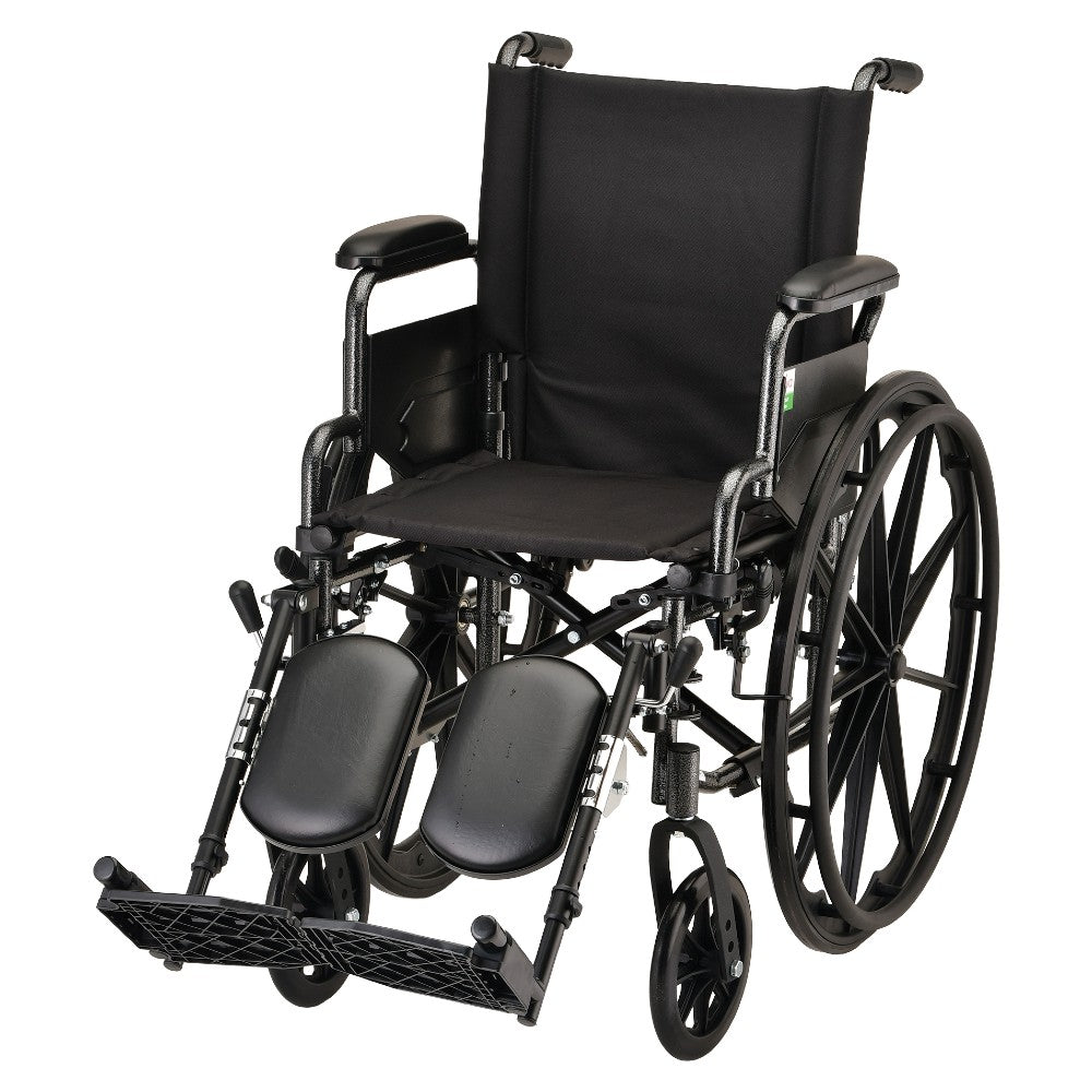 Nova Medical - Hammertone Wheelchair- 16" Lightweight With Flip Back Detachable Arms & Elevating Legrest 7160LE
