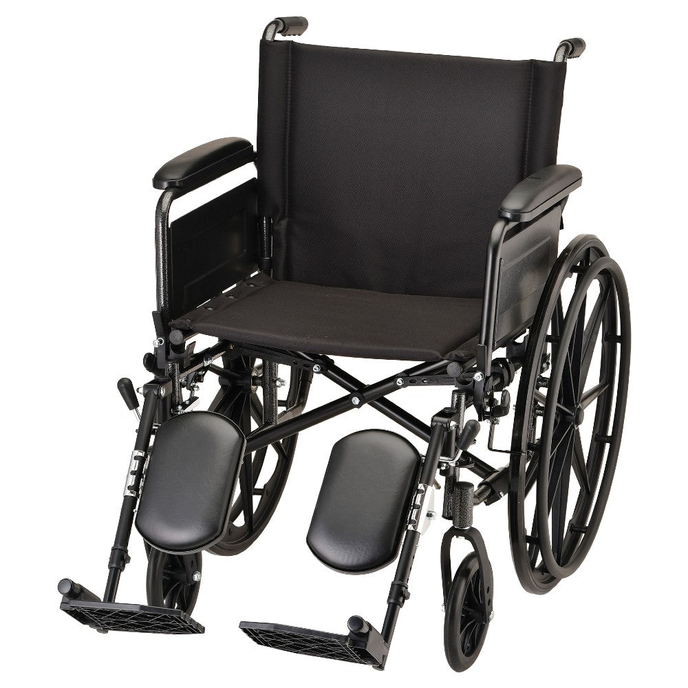 Nova Medical - Hammertone Wheelchair - 20" Lightweight With Flip Back Full Arms & Elevating Legrest 7201LE