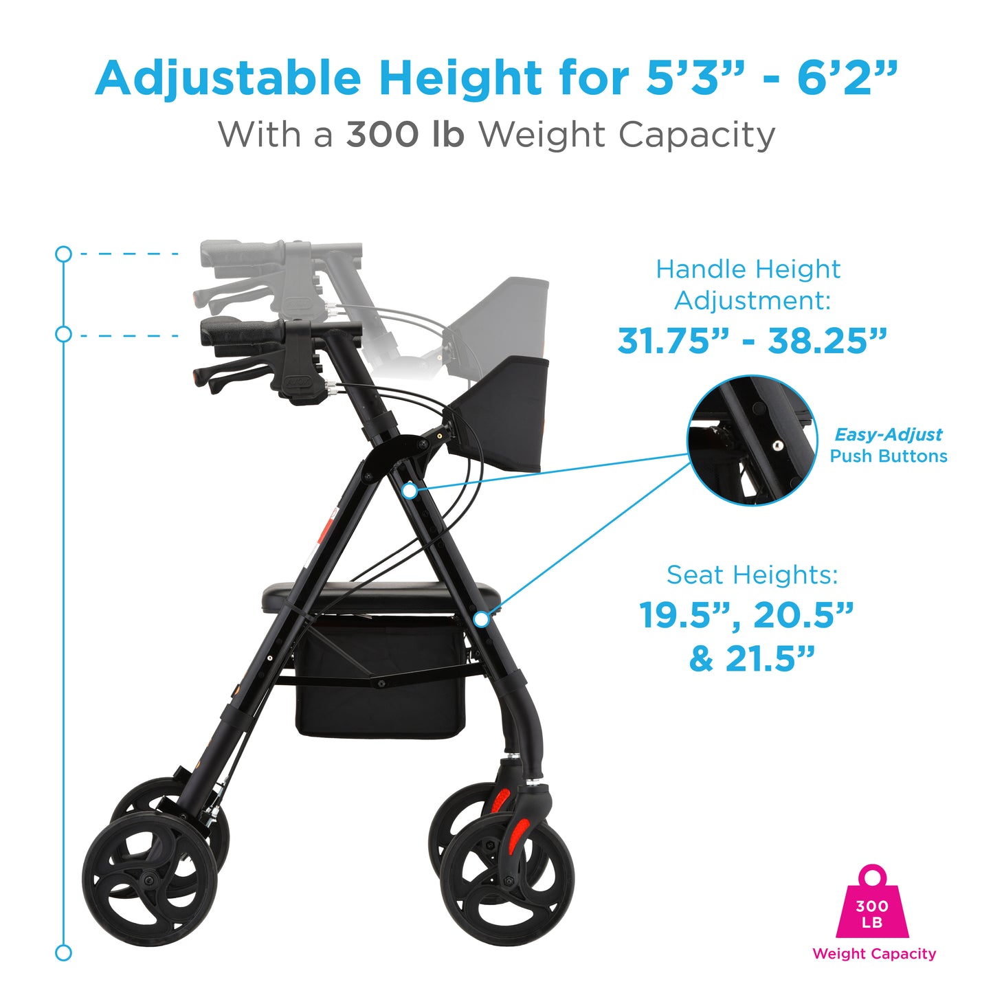 Nova Medical - Star 8 OS Rollator Walker 4258