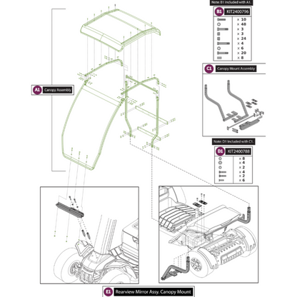 Pride Mobility Hard Top Canopy Fits Baja Wrangler 2 - ACC2400795 ACC2400789