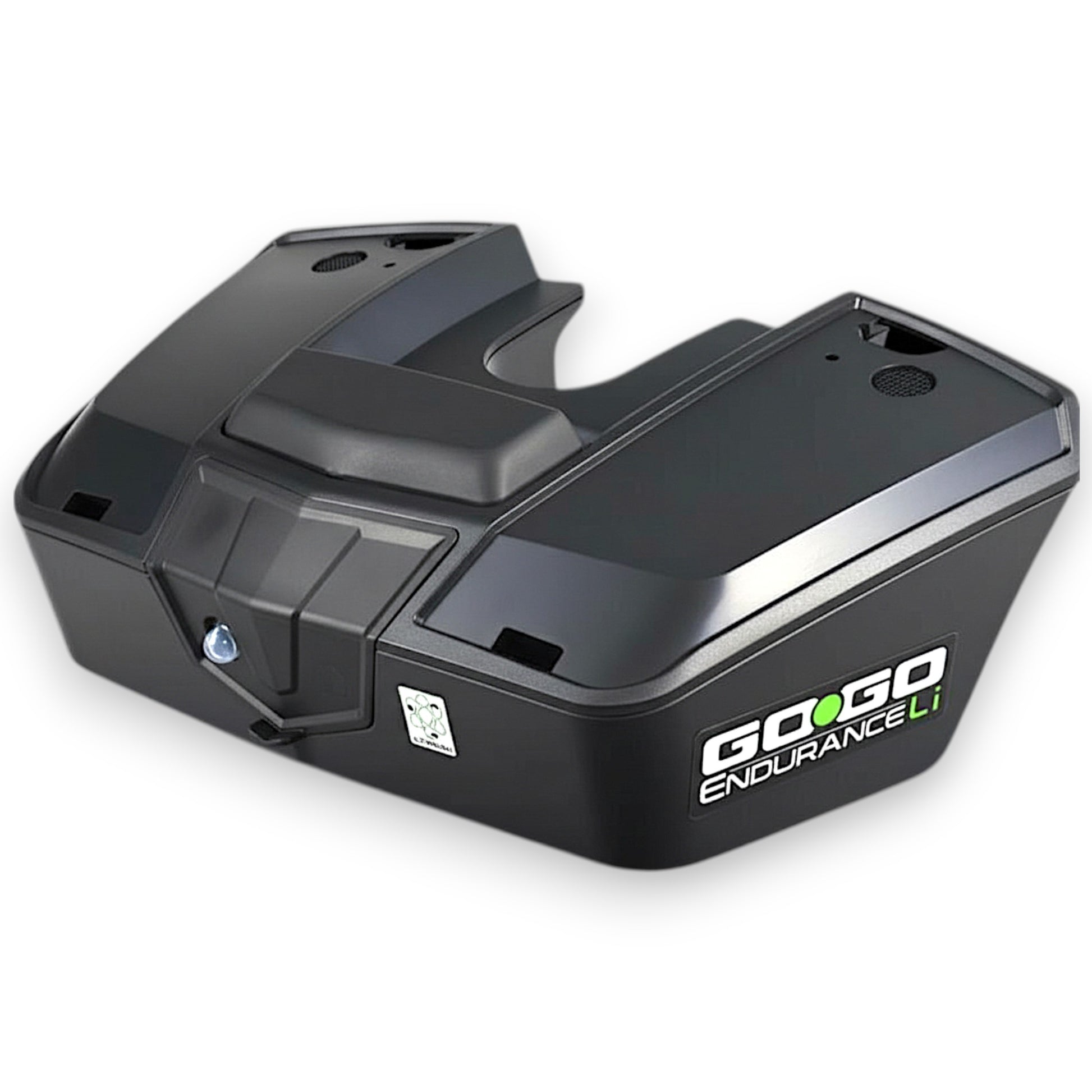 shows the front of the battery pack with a slight angle to the right