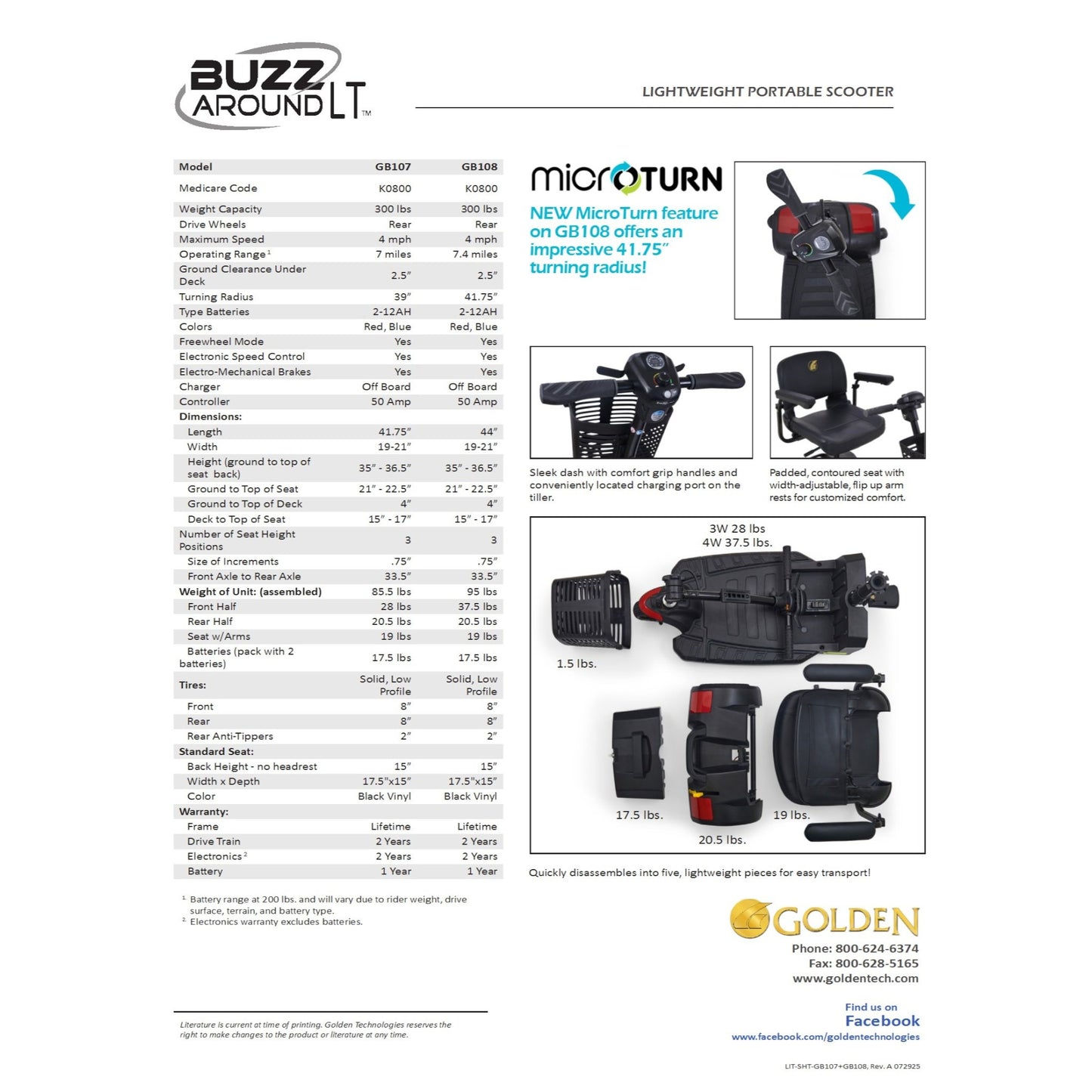 Golden Technologies - Buzzaround LT 4-Wheel Scooter - GB108A