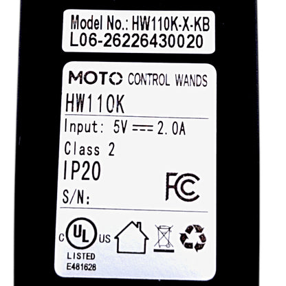 Product label with Model Number: HW110K-X-KB, Moto Control Wands, Model i.d:HW110K
