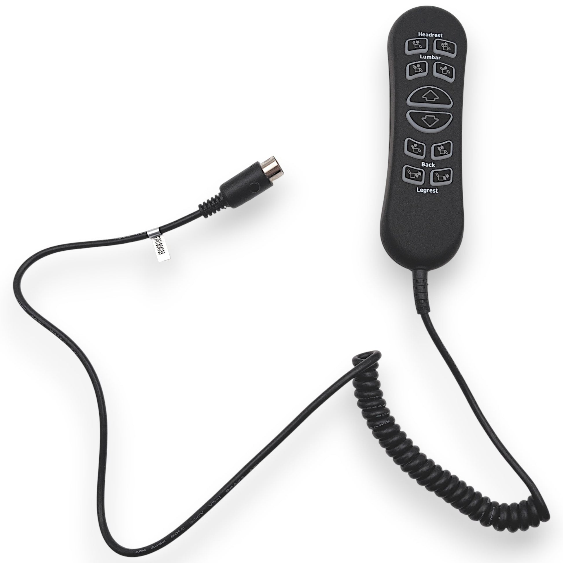 front view of remote with cable un-wound to show length