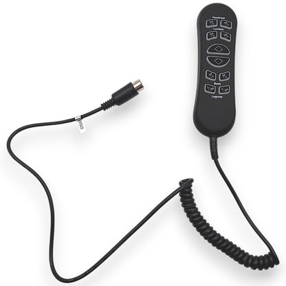 front view of remote with cable un-wound to show length