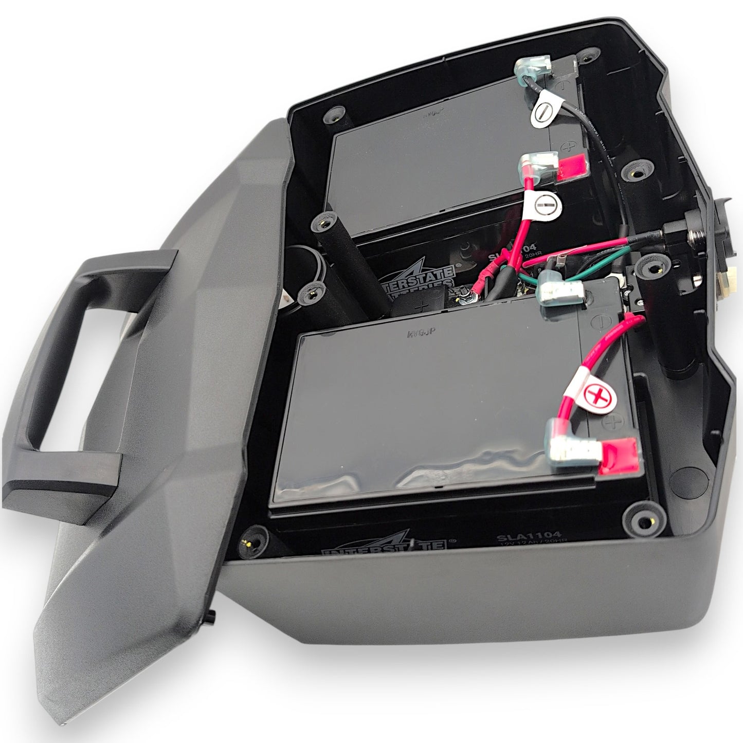 batteries box with lid removed showing SLA1104 batteries for that variant