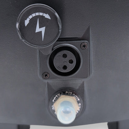 XRL charging port with cover removed and circuit breaker resest switch