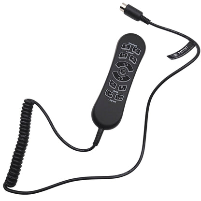 front view with the cable unwound to show its 34 inch length