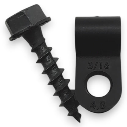 screw with installation clip. Has a 3/16 Inch / 4.8 MM radius hole