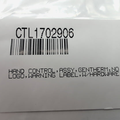 product label. States:CTL1702906 | Hand control, assembly, gentherm, no logo, warning label, with hardware