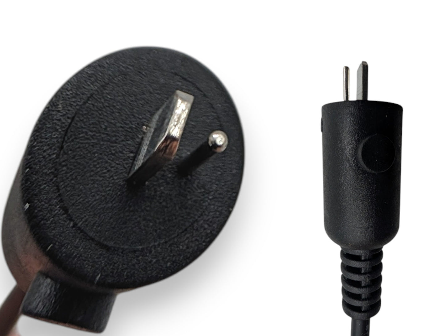 Black 2 pin connector for power. two angles