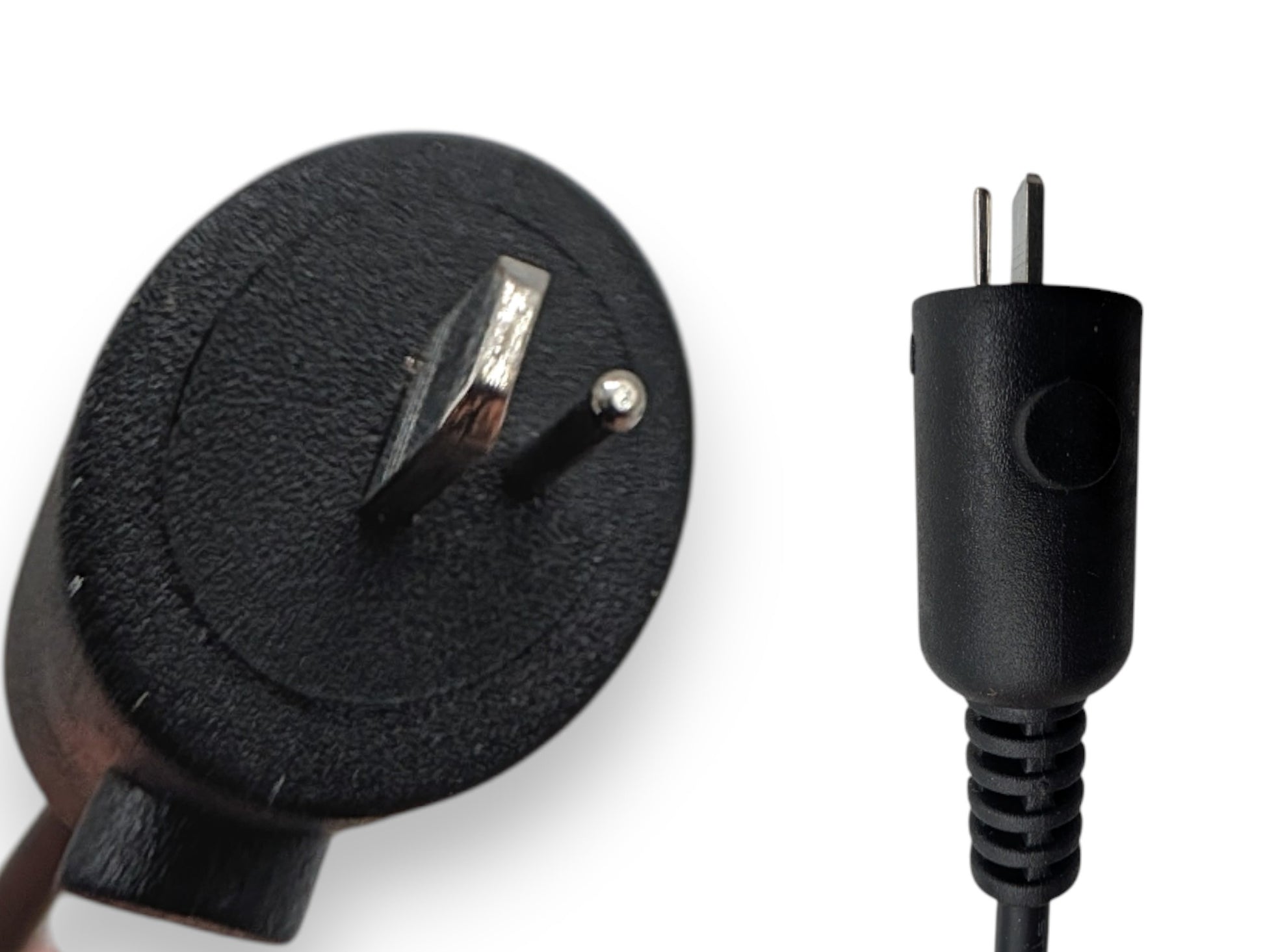 Black 2 pin connector for power. two angles