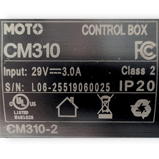 Product label showing the products specifications and model number