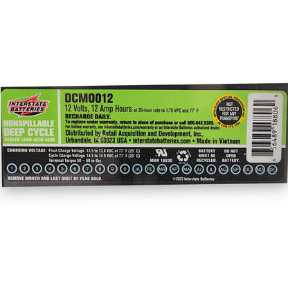 Interstate Battery DCM0012  | Upgrades BATLIQ1013, MBE-BATT1212-F2, MKB-ES12-12, PSB-BATT