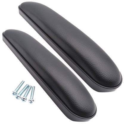 2 desk length armrestpads (SETLRAM1115) in an angled view showing the front, top, and side of both pads. with 4 screws nearby.