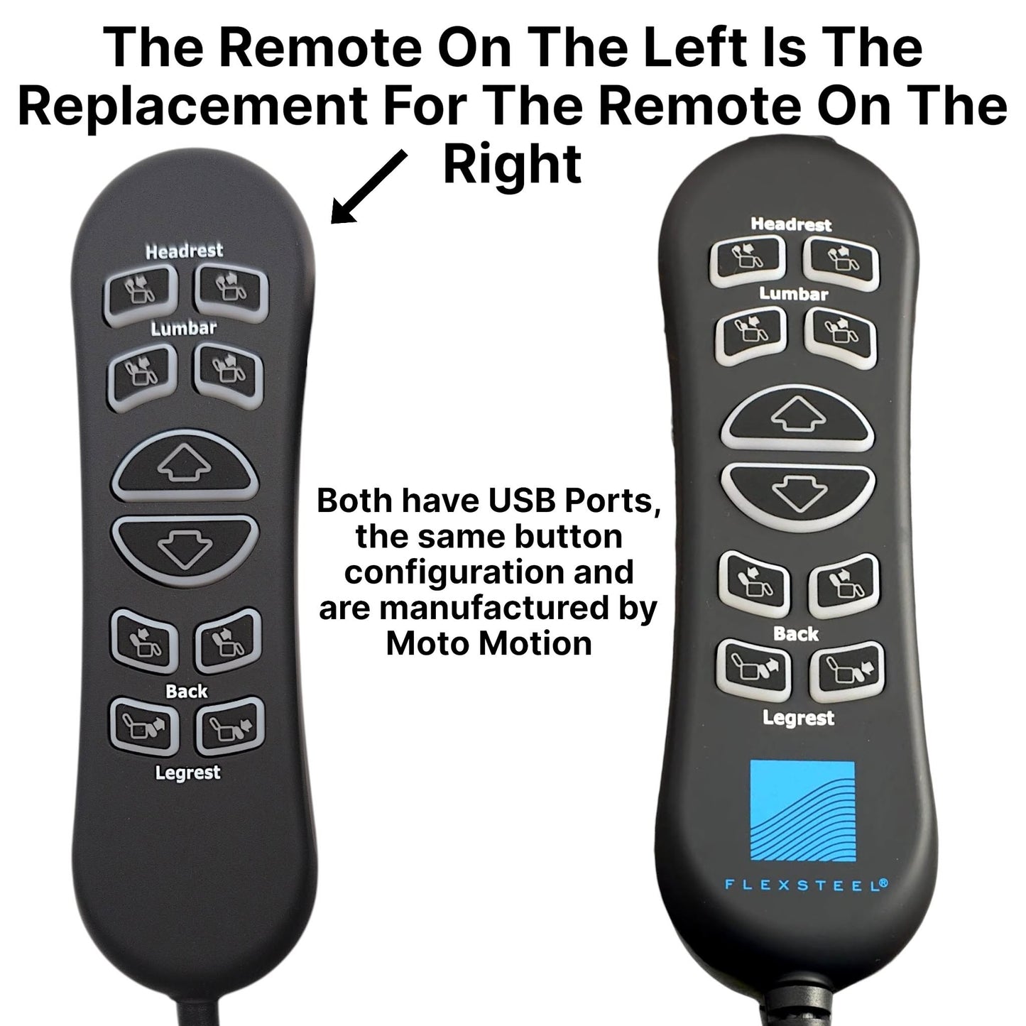 Flexsteel 10-Button 5-Pin Replacement Remote Hand Control HSW310-B-FS-9V