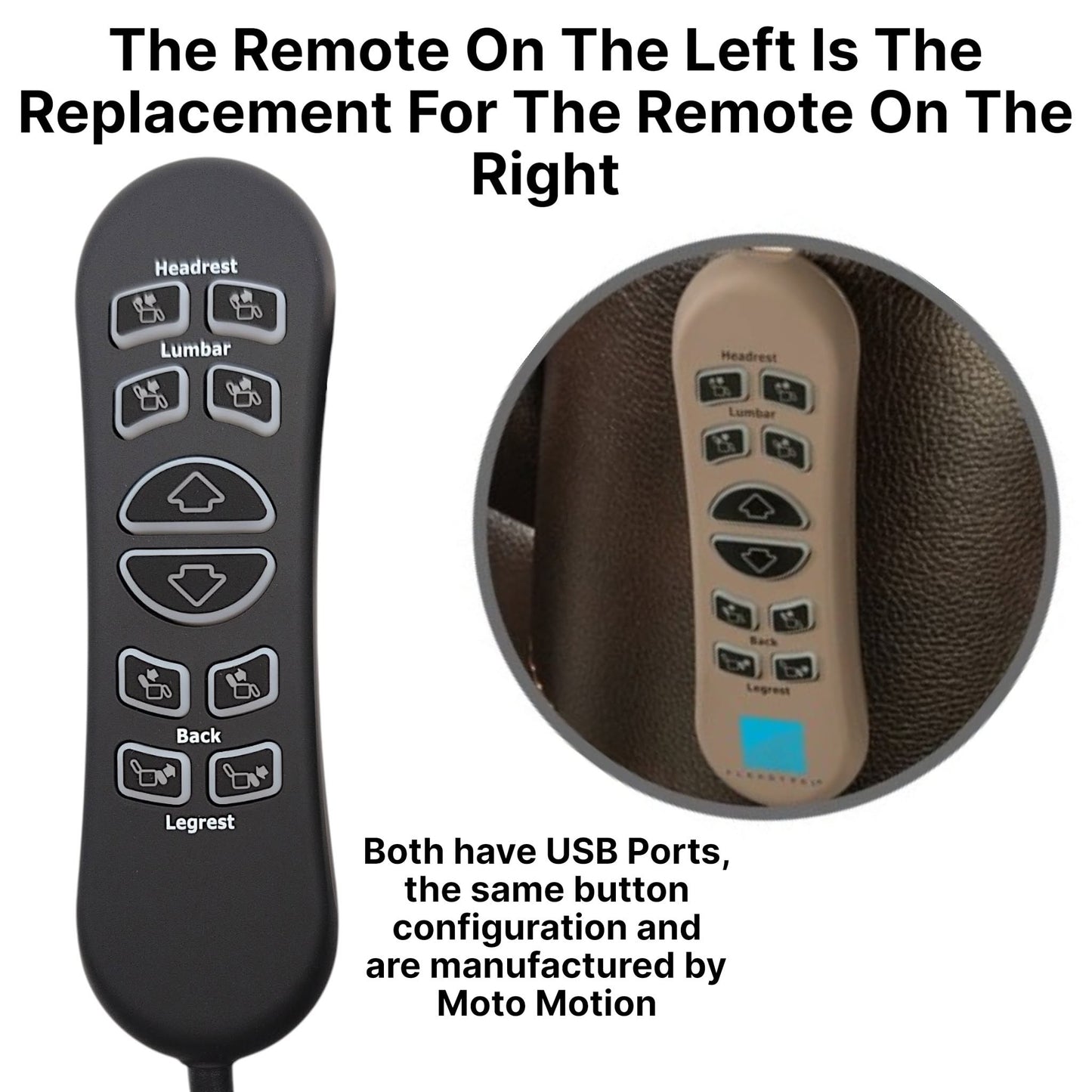 Flexsteel 10-Button 5-Pin Replacement Remote Hand Control HSW310-B-FS-9V