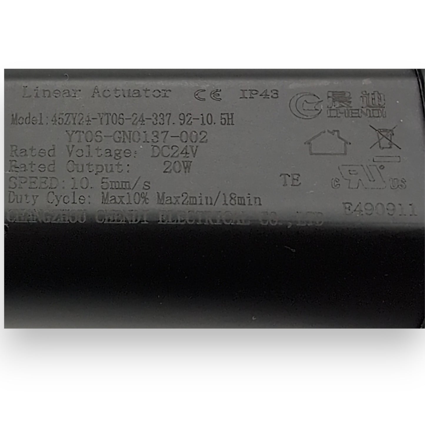 Shows model number: 45ZY24-YT06-24-337.92-10.5H