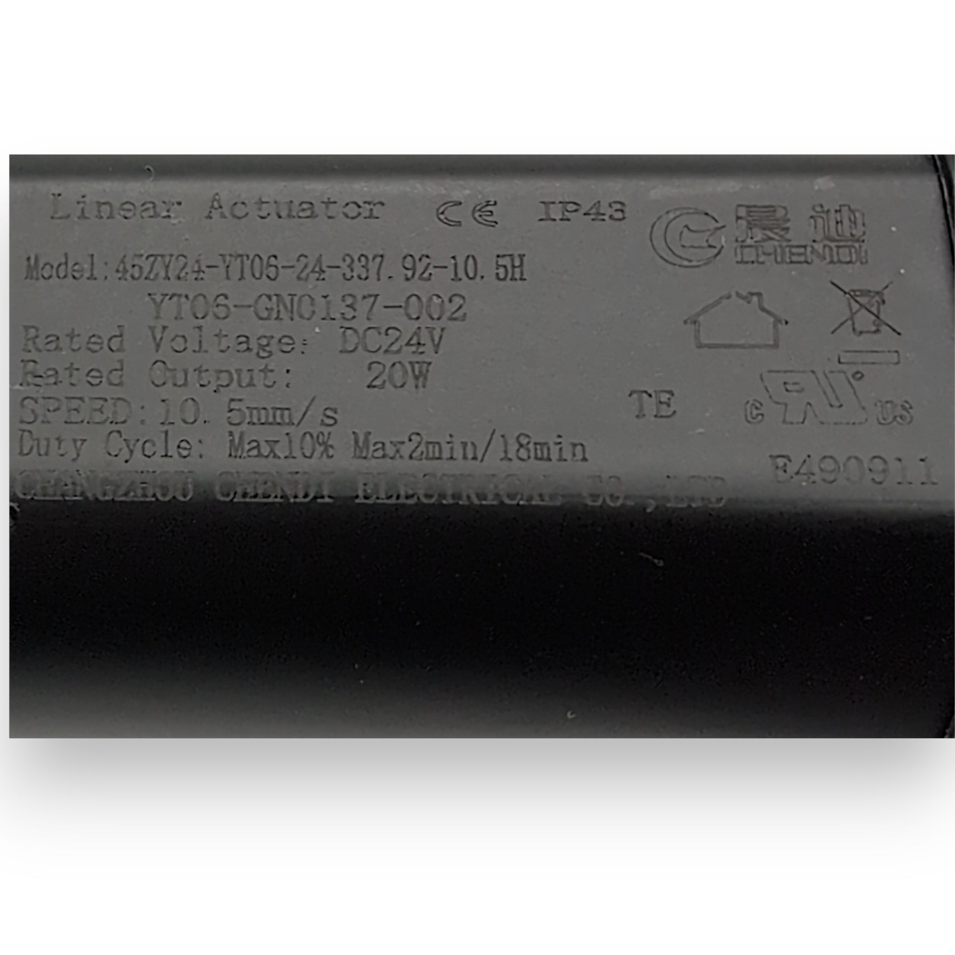 Shows model number: 45ZY24-YT06-24-337.92-10.5H